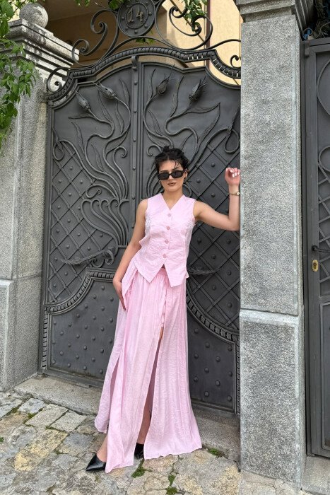 SET I SHENDRITSHEM NJE NGJYRESH JELEK + FUND PANTALLONE PER FEMRA NE NGJYRE ROZE - 4