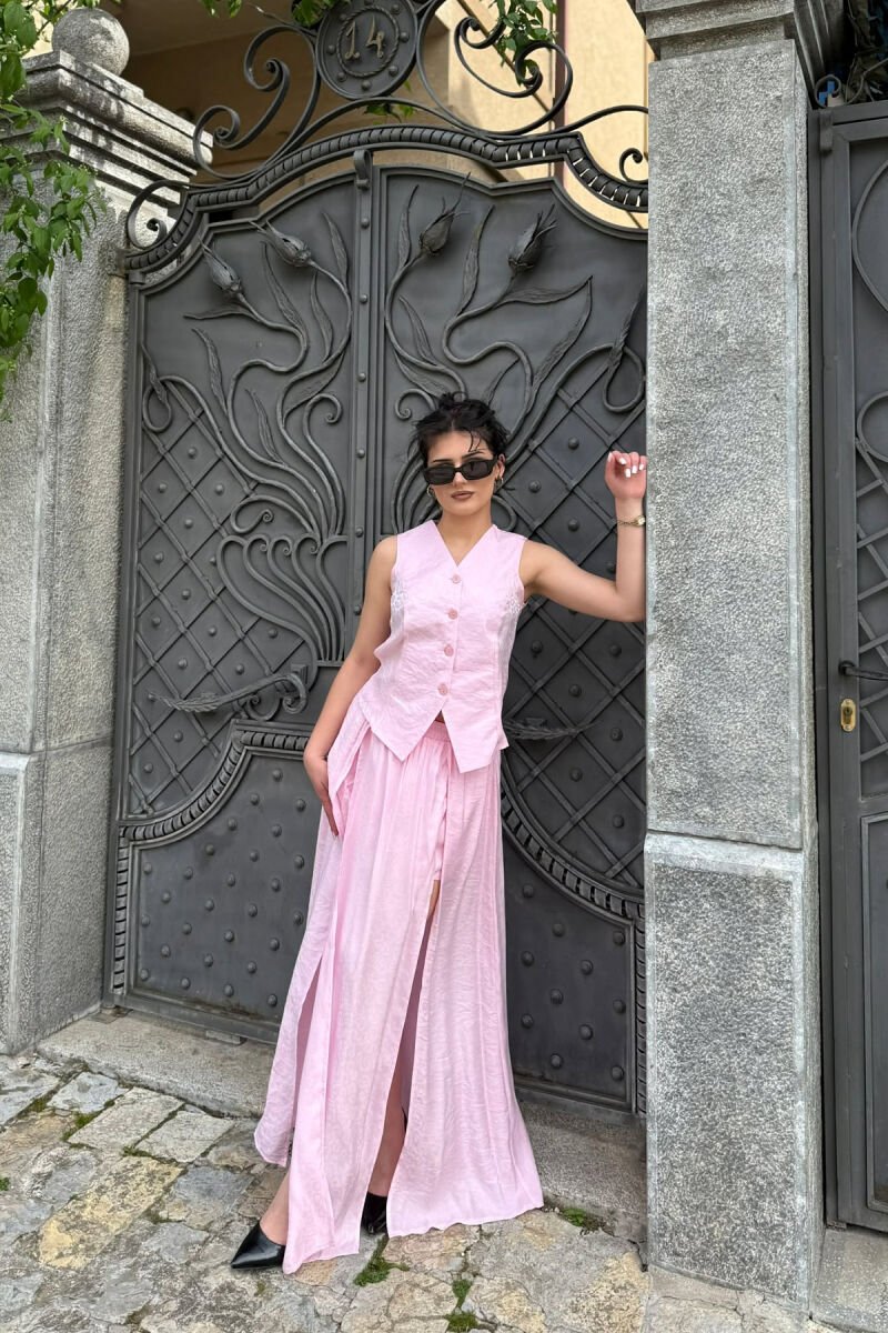SET I SHENDRITSHEM NJE NGJYRESH JELEK + FUND PANTALLONE PER FEMRA NE NGJYRE ROZE - 4