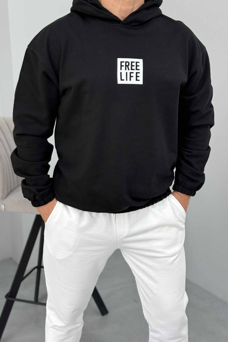 SET I THJESHTË HOODIE+TUTA PËR MESHKUJ NË NGJYRËN E BARDHË+E ZEZË - 2