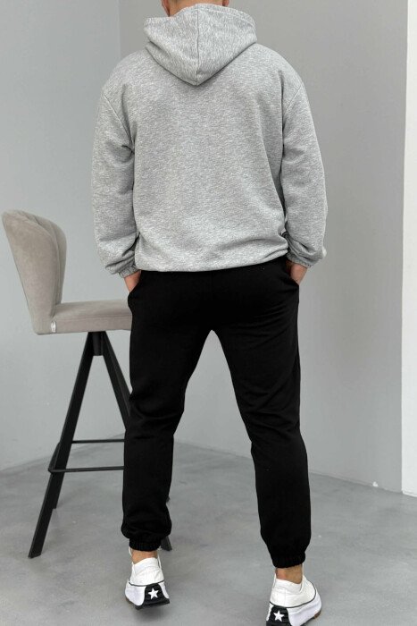 SET I THJESHTË HOODIE+TUTA PËR MESHKUJ NË NGJYRËN GRI+E ZEZË - 3