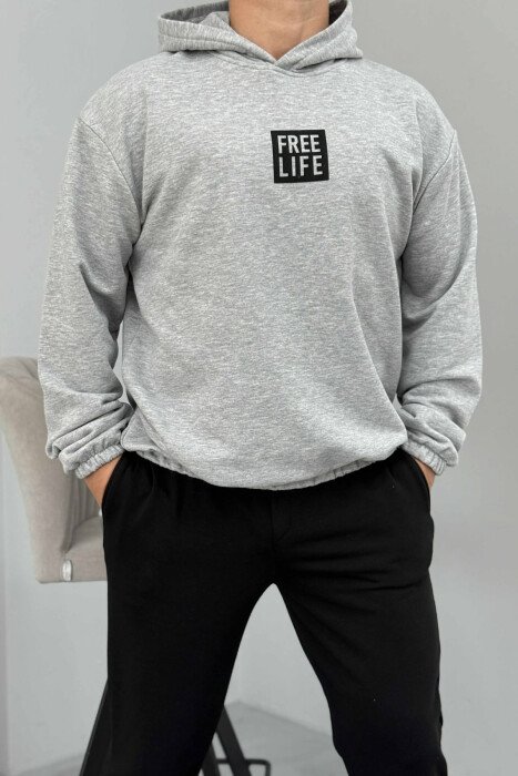 SET I THJESHTË HOODIE+TUTA PËR MESHKUJ NË NGJYRËN GRI+E ZEZË - 5