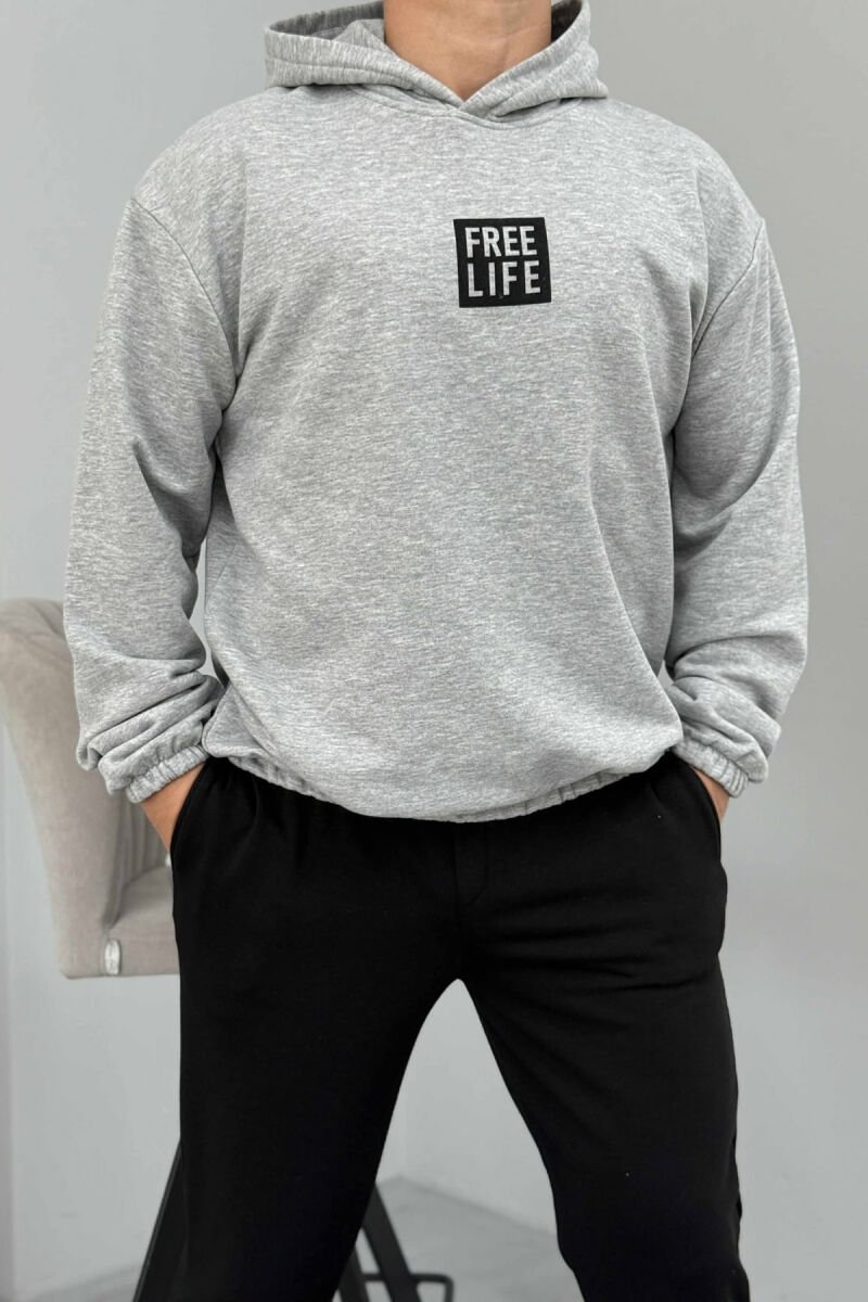 SET I THJESHTË HOODIE+TUTA PËR MESHKUJ NË NGJYRËN GRI+E ZEZË - 5