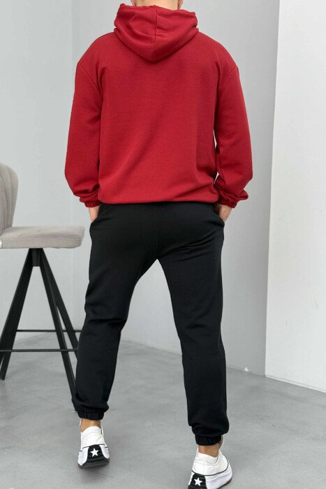 SET I THJESHTË HOODIE+TUTA PËR MESHKUJ NË NGJYRËN VISHNJË+E ZEZË - 5