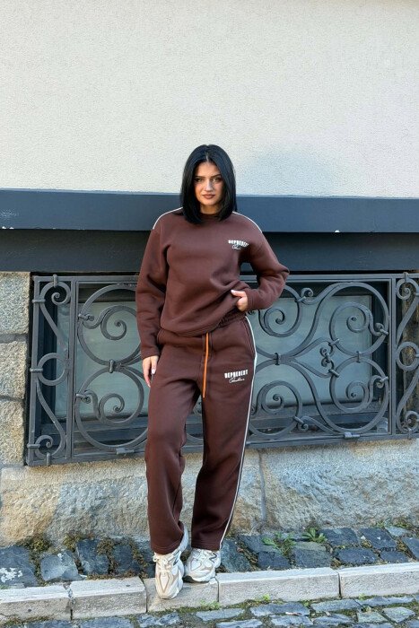 SET I THJESHTE ME PUSH BLUZE + TUTA PER FEMRA NE NGJYRE KAFE - KLAUDIO FASHION
