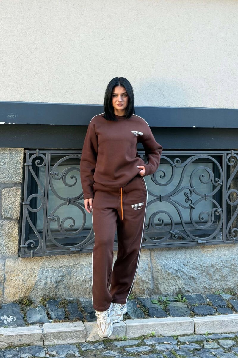 SET I THJESHTE ME PUSH BLUZE + TUTA PER FEMRA NE NGJYRE KAFE - 3