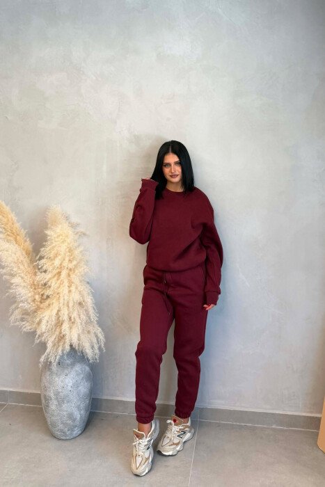 SET I THJESHTE ME PUSH BLUZE + TUTA PER FEMRA NE NGJYRE VISHNJE - KLAUDIO FASHION