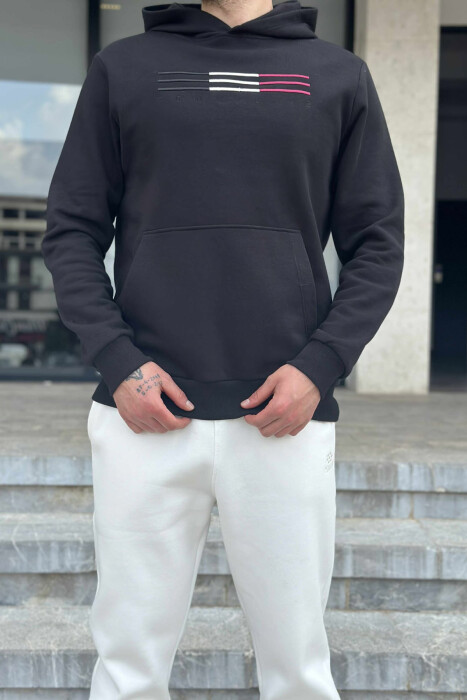 SET I THJESHTË ME PUSH HOODIE+TUTA PËR MESHKUJ NË NGJYRËN E BARDHË+E ZEZË - 3