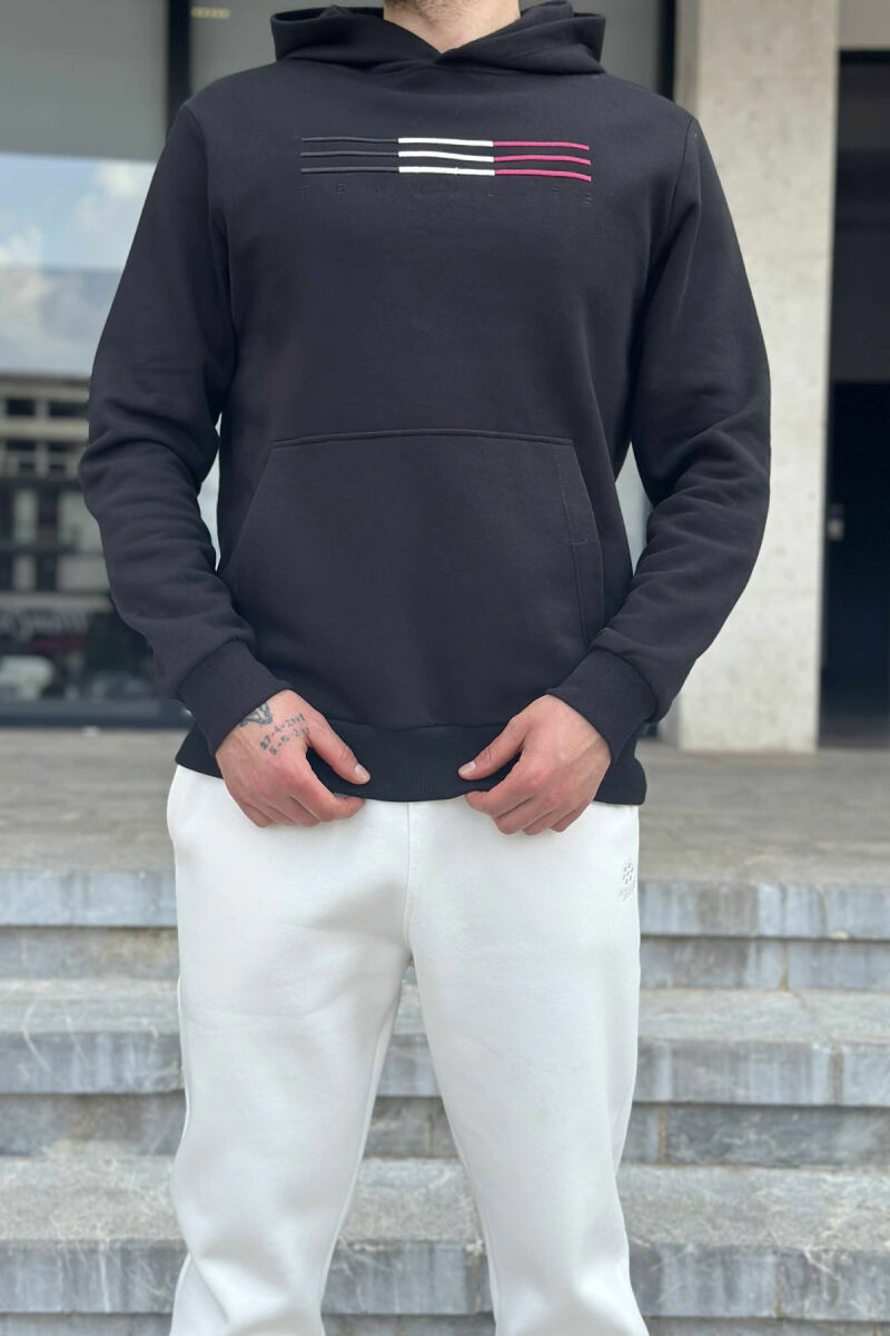 SET I THJESHTË ME PUSH HOODIE+TUTA PËR MESHKUJ NË NGJYRËN E BARDHË+E ZEZË - 3