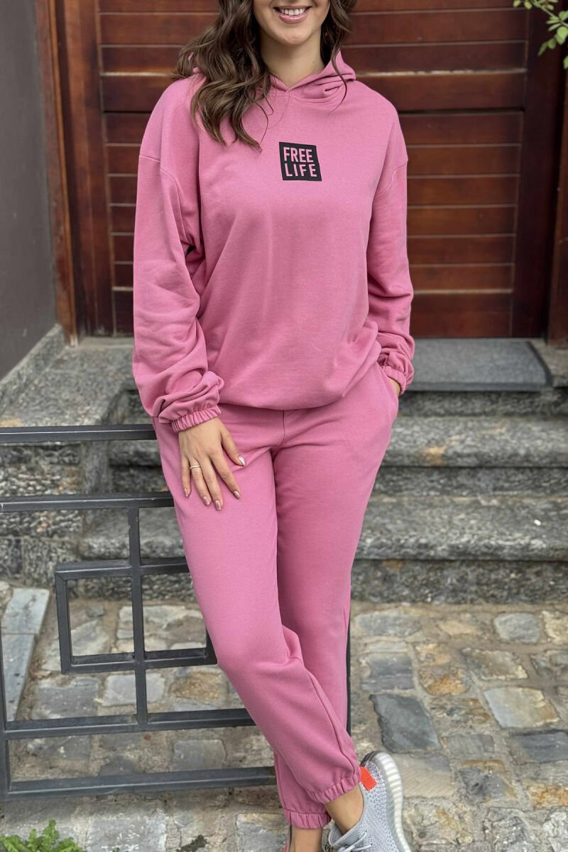SET I THJESHTË ME SHKRIME HOODIE+TUTA PËR FEMRA NË NGJYRËN LEJLA E ZBARDHUR - 8