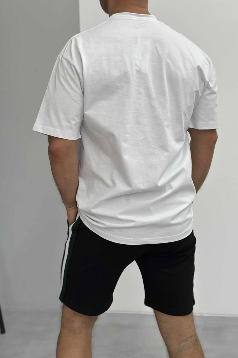 SET I THJESHTË T-SHIRT+PANTALLONA TË SHKURTRA PËR MESHKUJ NË NGJYRËN E BARDHË+E ZEZË - 4