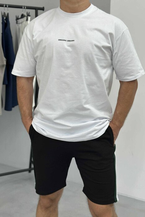 SET I THJESHTË T-SHIRT+PANTALLONA TË SHKURTRA PËR MESHKUJ NË NGJYRËN E BARDHË+E ZEZË - 3