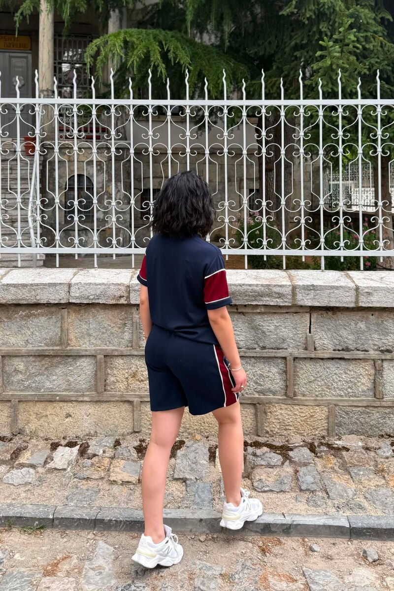 SET I THJESHTE T-SHIRT + PANTALLONA TE SHKURTRA PER FEMRA NE NGJYRE BLU DHE VISHNJE - 4