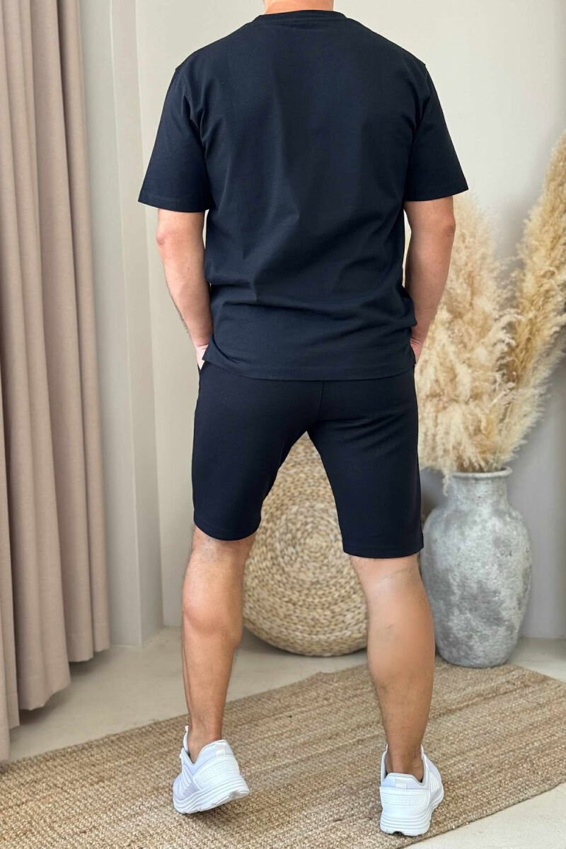 SET I THJESHTË T-SHIRT+PANTALLONA TË SHKURTRA PËR MESHKUJ NË NGJYRËN E ZEZË - 3