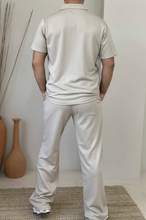 SET I THJESHTË T-SHIRT+TUTA PËR MESHKUJ NË NGJYRËN E BEZHË - 2