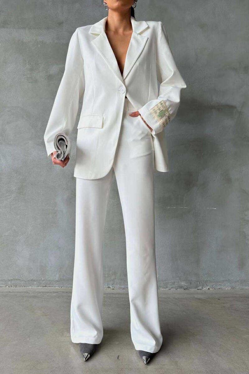 ONE COLOR JACKET+TROUSERS WOMEN SET WHITE-E BARDHE - 1