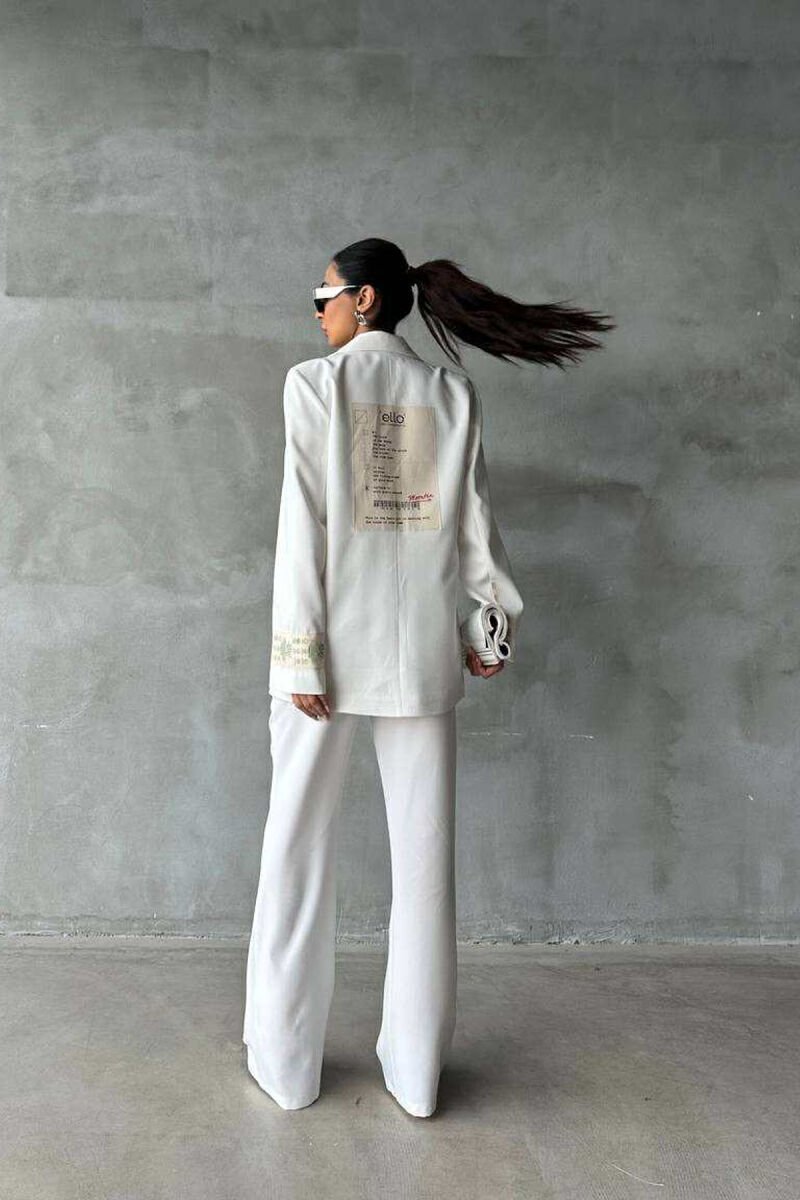 ONE COLOR JACKET+TROUSERS WOMEN SET WHITE-E BARDHE - 2