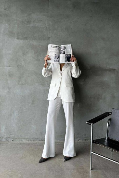 ONE COLOR JACKET+TROUSERS WOMEN SET WHITE-E BARDHE - 3
