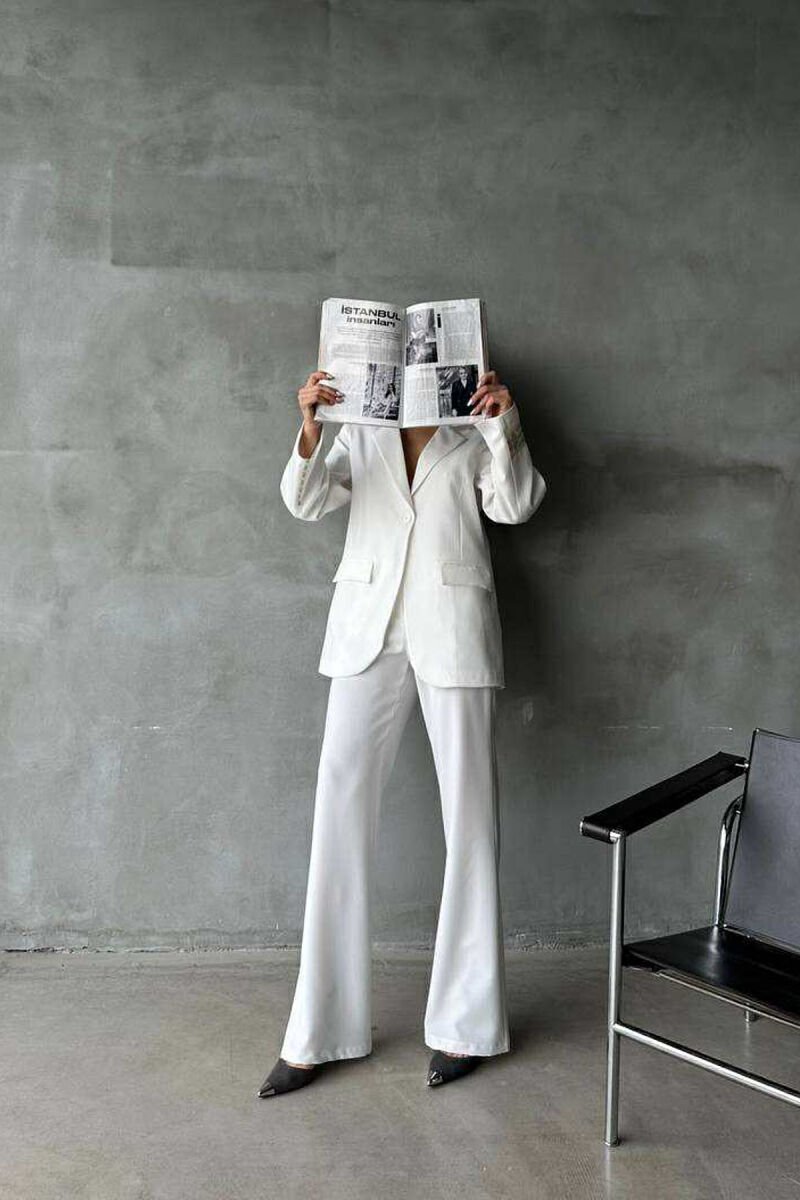 ONE COLOR JACKET+TROUSERS WOMEN SET WHITE-E BARDHE - 3