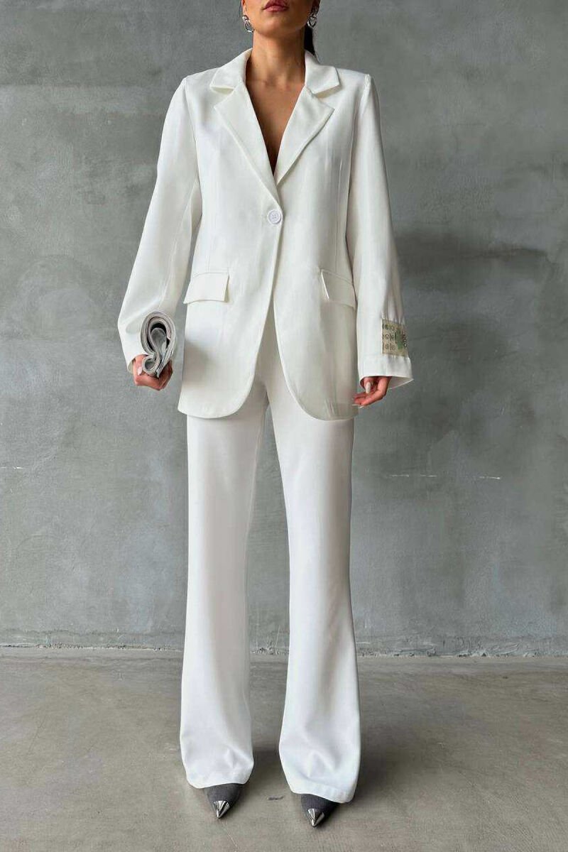 ONE COLOR JACKET+TROUSERS WOMEN SET WHITE-E BARDHE - 4