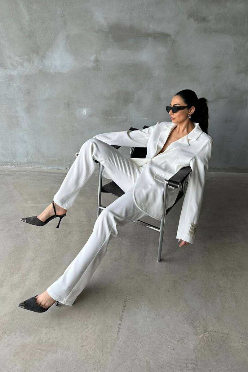 ONE COLOR JACKET+TROUSERS WOMEN SET WHITE-E BARDHE - 5