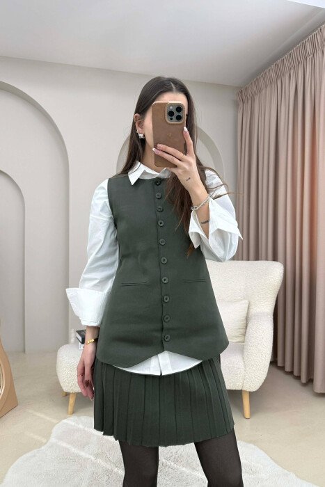 SET I THURRUR NJE NGJYRESH JELEK ME BUTONA + FUND PER FEMRA NE NGJYRE JESHILE TE ERRET - 2