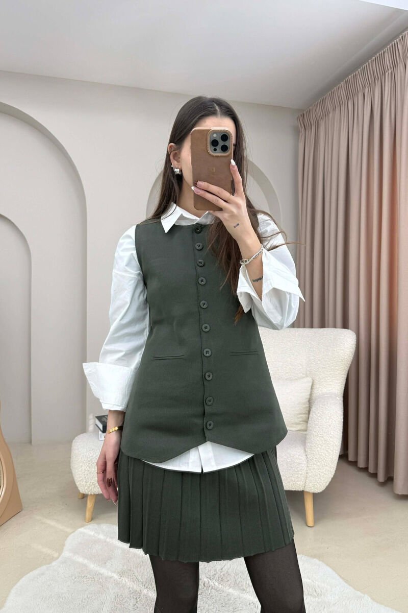 SET I THURRUR NJE NGJYRESH JELEK ME BUTONA + FUND PER FEMRA NE NGJYRE JESHILE TE ERRET - 2