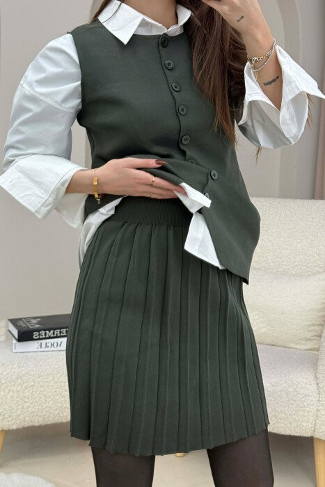 SET I THURRUR NJE NGJYRESH JELEK ME BUTONA + FUND PER FEMRA NE NGJYRE JESHILE TE ERRET - 3