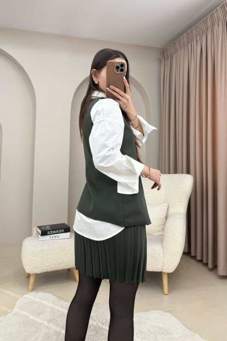 SET I THURRUR NJE NGJYRESH JELEK ME BUTONA + FUND PER FEMRA NE NGJYRE JESHILE TE ERRET - 4