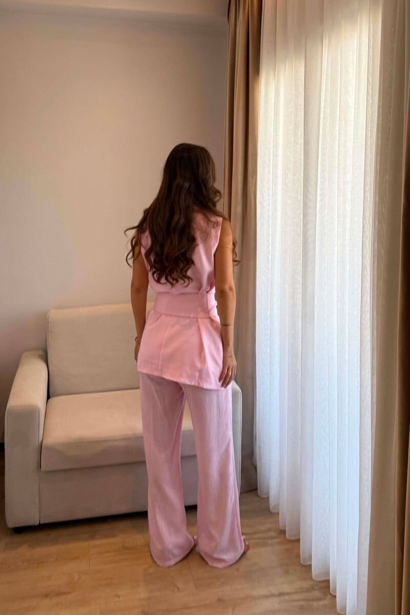 SET JELEK ME DETAJ GOLD + PANTALLONA PER FEMRA NE NGJYRE ROZE - 4