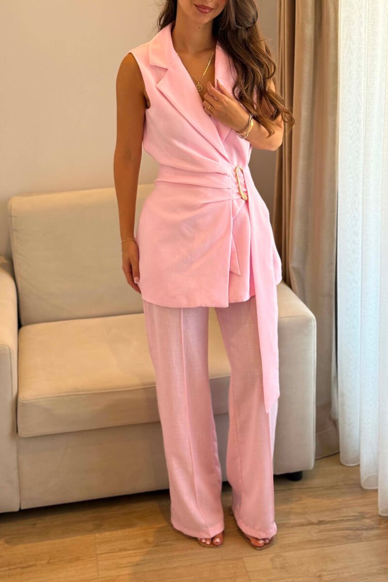 SET JELEK ME DETAJ GOLD + PANTALLONA PER FEMRA NE NGJYRE ROZE - 5