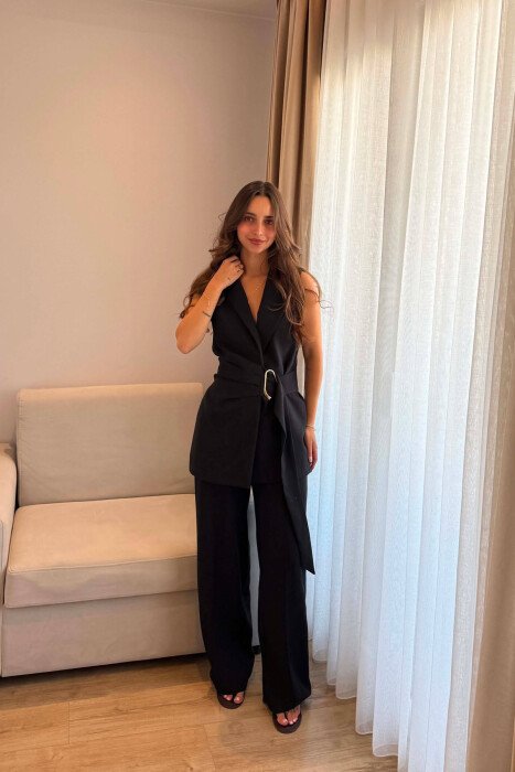 SET JELEK ME DETAJ GOLD + PANTALLONA PER FEMRA NE NGJYRE TE ZEZE - 4