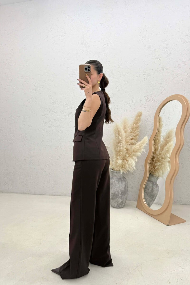 SET JELEK+PANTALLONA PER FEMRA NE NGJYRE KAFE - 3