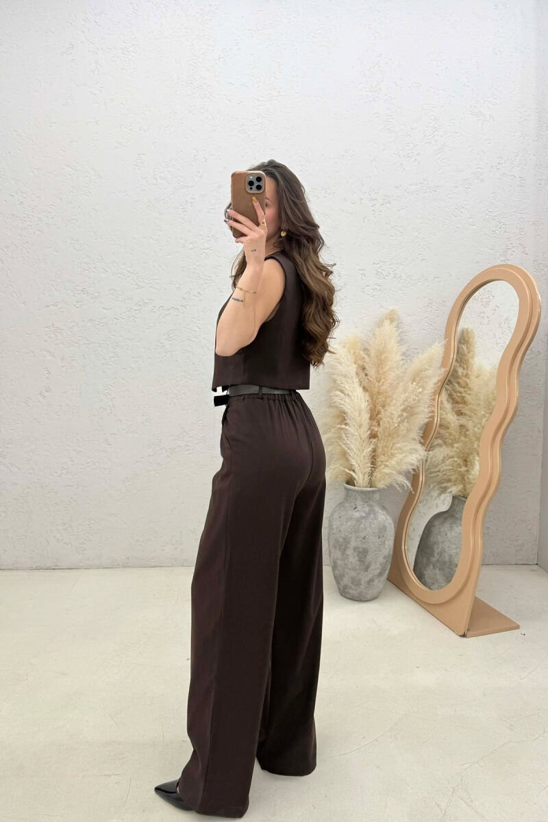 SET JELEK+PANTALLONA PER FEMRA NE NGJYRE KAFE - 2