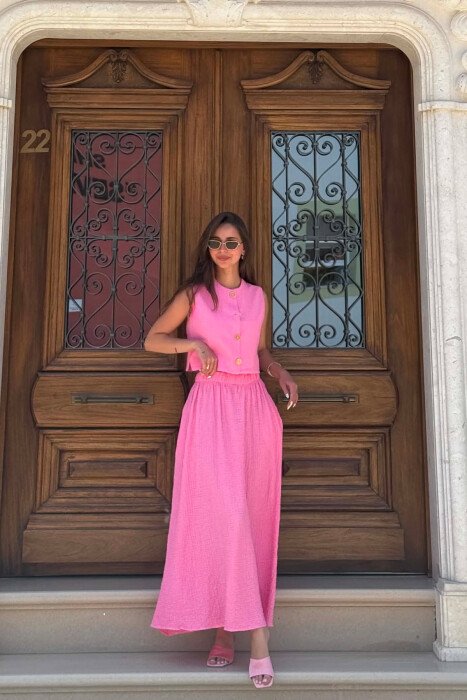 SET JELEK ME BUTONA GOLD + FUND PER FEMRA NE NGJYRE ROZE - 1