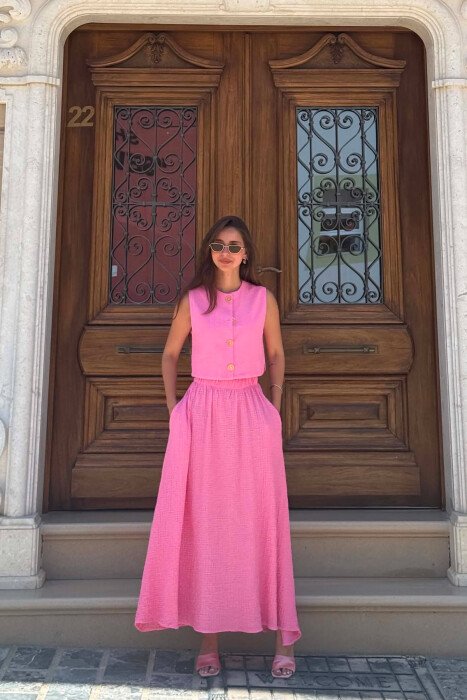 SET JELEK ME BUTONA GOLD + FUND PER FEMRA NE NGJYRE ROZE - 2