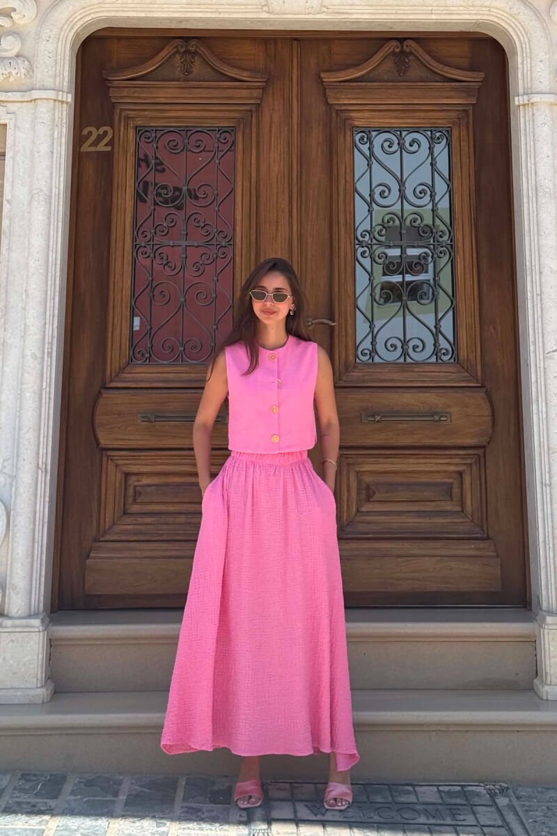 SET JELEK ME BUTONA GOLD + FUND PER FEMRA NE NGJYRE ROZE - 2