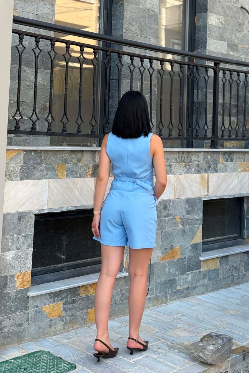 SET JELEK ME BUTONA + PANTALLONA TE SHKURTRA PER FEMRA NE NGJYRE BABY BLU - 4