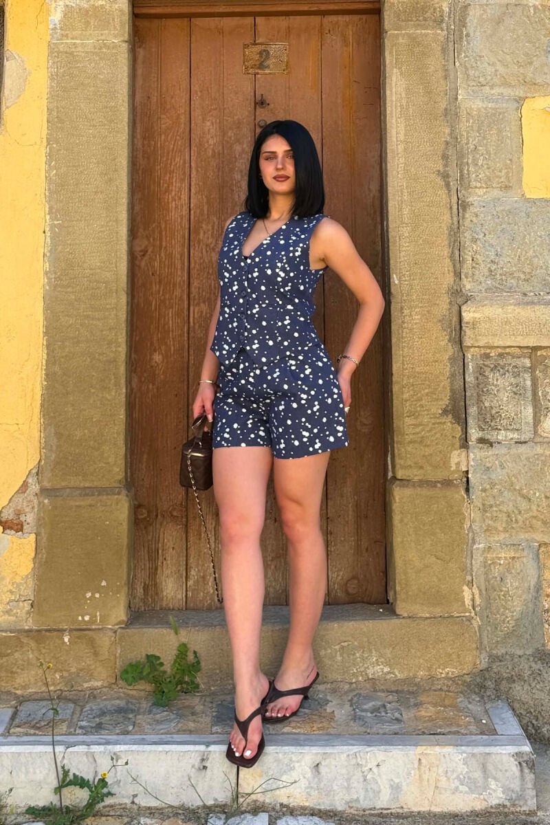 SET JELEK ME DIZJAN + PANTALLONA TE SHKURTRA PER FEMRA NE NGJYRE BLU - 5