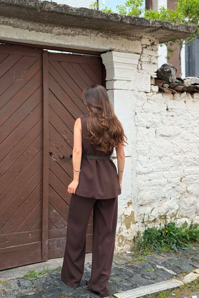 SET JELEK ME KOPSA GOLD+PANTALLONA PER FEMRA NE NGJYRE KAFE - 2