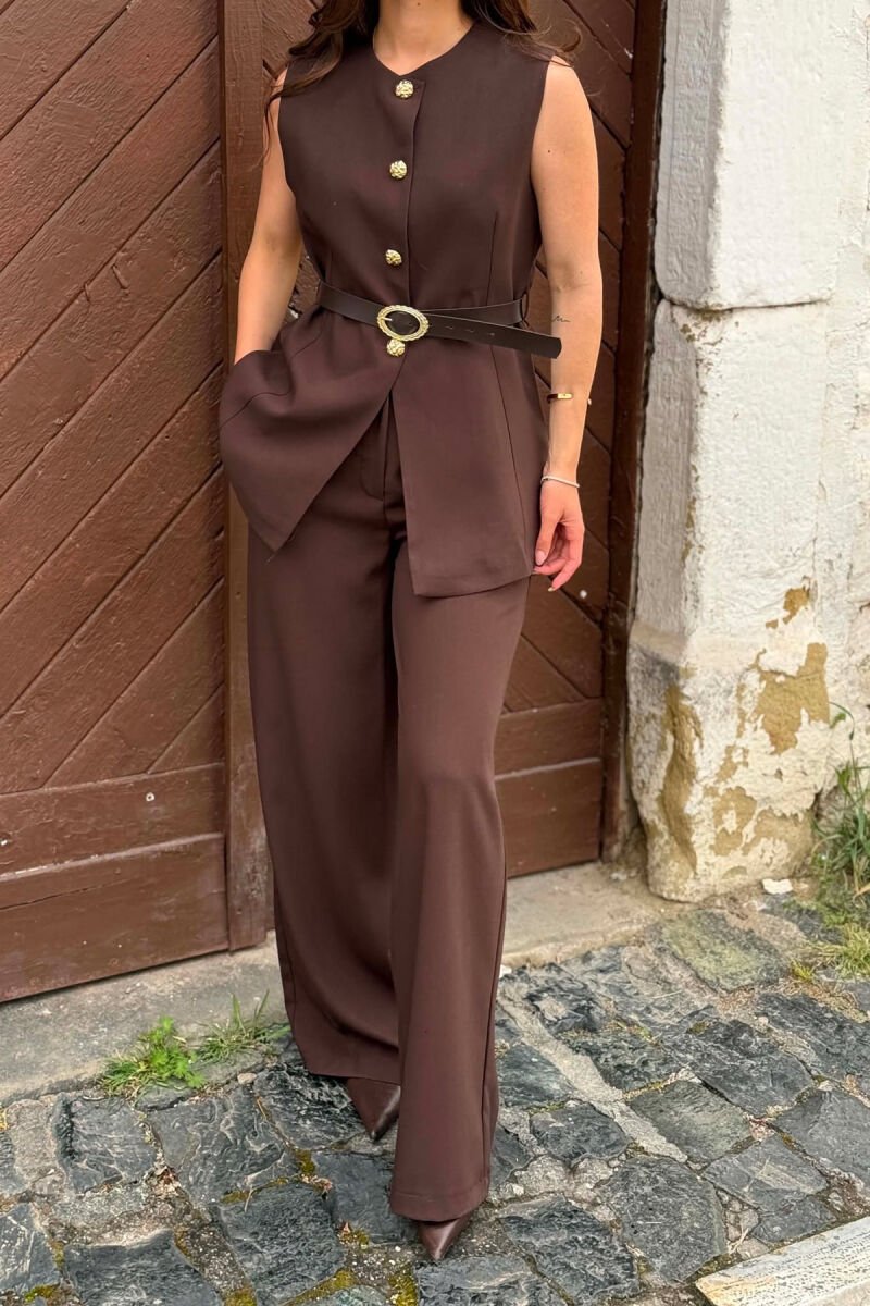SET JELEK ME KOPSA GOLD+PANTALLONA PER FEMRA NE NGJYRE KAFE - 5