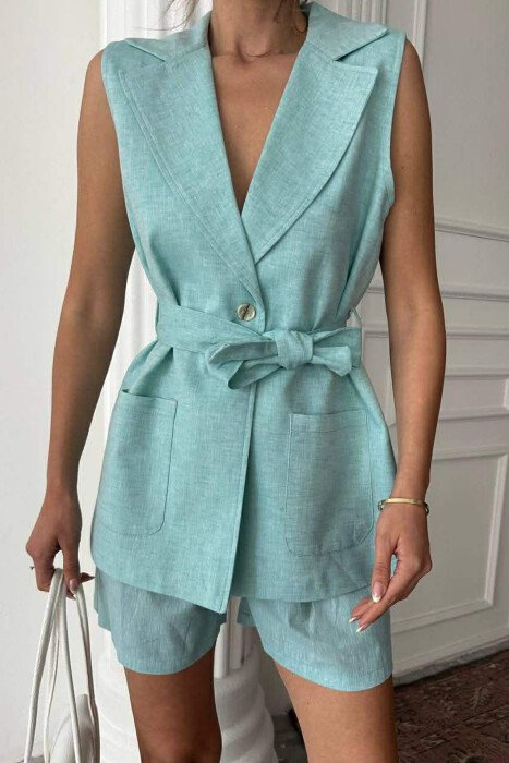 SET JELEK ME KOPSA + PANTALLONA TE SHKURTA PER FEMRA NE NGJYRE MENTE - 4