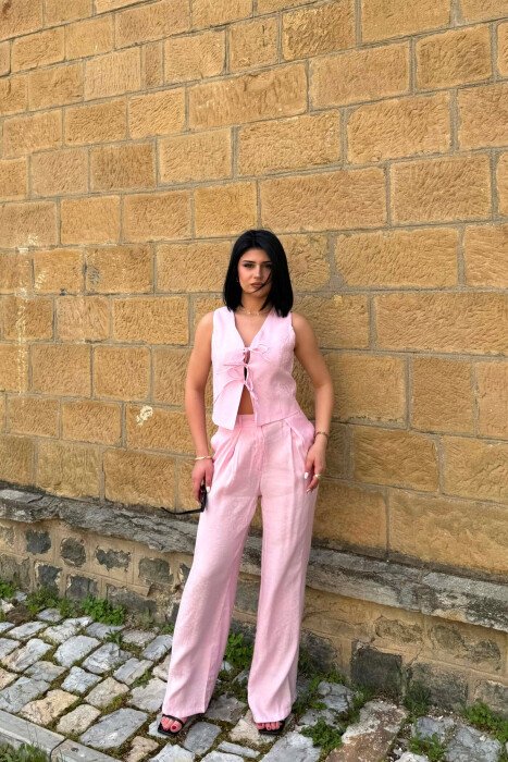 SET JELEK ME LIDHESE + PANTALLONA PER FEMRA NE NGJYRE ROZE - 1