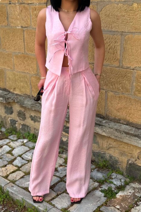 SET JELEK ME LIDHESE + PANTALLONA PER FEMRA NE NGJYRE ROZE - 4
