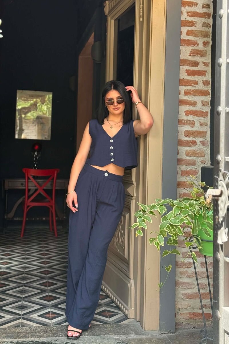 SET NJE NGJYRESH JELEK + PANTALLONA PER FEMRA NE NGJYRE BLU - 3