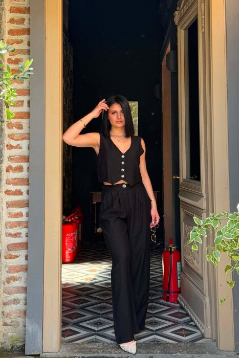 SET NJE NGJYRESH JELEK + PANTALLONA PER FEMRA NE NGJYRE TE ZEZE - 2