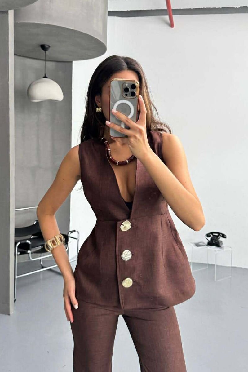 SET JELEK+PANTALLONA PER FEMRA NE NGJYRE KAFE TE ERRET - 3