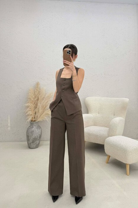 SET JELEK+PANTALLONA PER FEMRA NE NGJYRE KAFE TE ERRET - 1