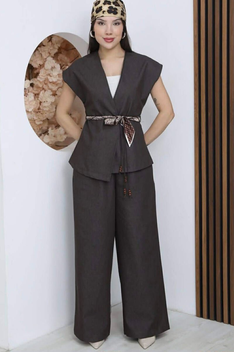 SET JELEK+ PANTALLONA PER FEMRA NE NGJYRE KAFE - 2