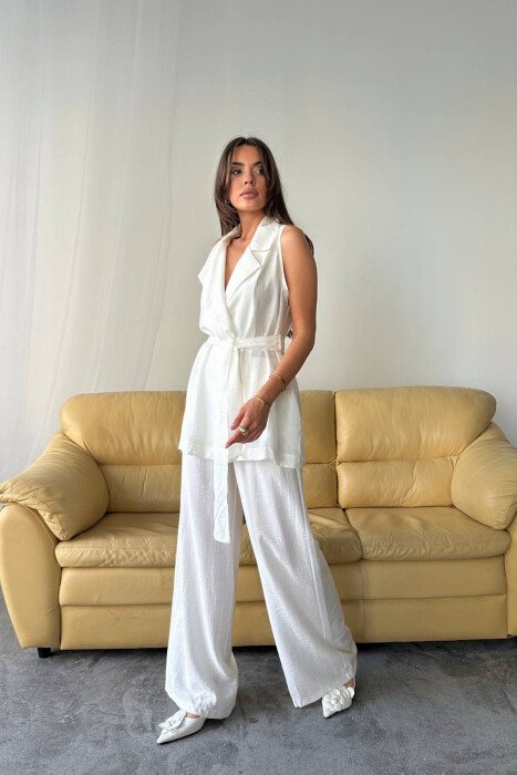 SET JELEK+PANTALLONA PER FEMRA NE NGJYRE TE BARDHE - KLAUDIO FASHION