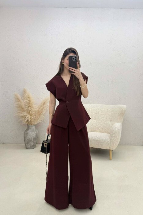 SET JELEK+PANTALLONA PER FEMRA NE NGJYRE VISHNJE TE ERRET - 1